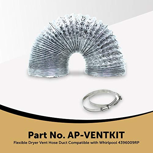 Flexible and Insulated Dryer Duct Appliance Pros AP-4395481 8ft Insulated Dryer Vent Hose Outdoor Indoor Vent Kit for Dryer Connector 4396009R Flexible and Insulated Dryer Duct Appliance Pros AP-4395481 8ft Insulated Dryer Vent Hose Outdoor Indoor Vent Kit for Dryer Connector 4396009R